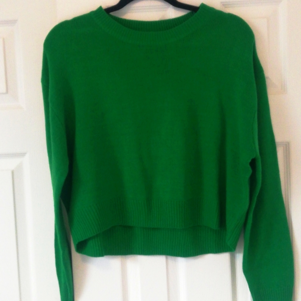 DIVIDED Crew neck emerald green knitted sweater